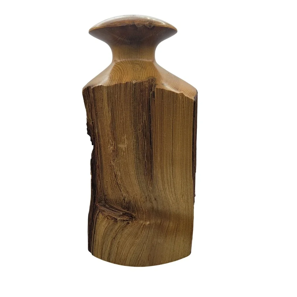 Kenneth H Schuster Hand Carved‎ Wood Candle Holder Upper Peninsula Michigan